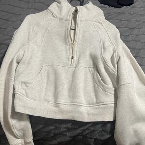 Lululemon Athletica grey and gold L/XL scuba Half-Zip Hoodie